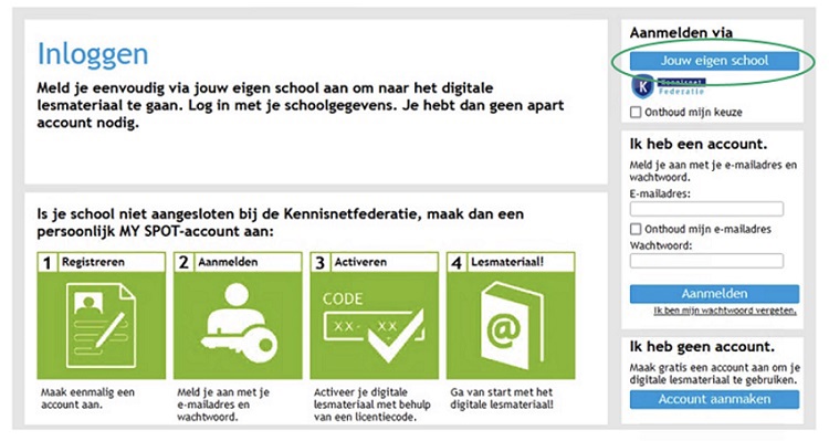 MySpot aanmelden via jouw eigen school