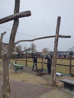 Boom planten op het klimaatplein van Zone.College Almelo