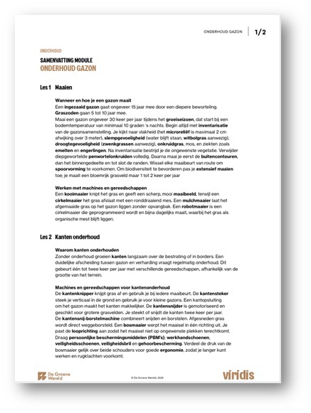 Voorbeeld samenvatting Viridis