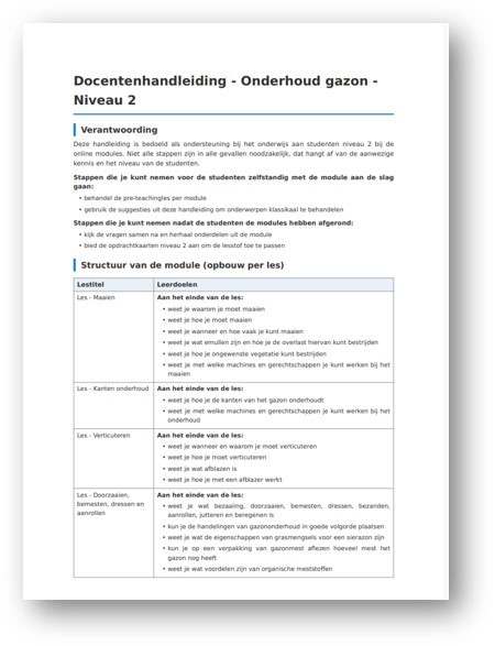 Voorbeeld docentenhandleiding niveau 2